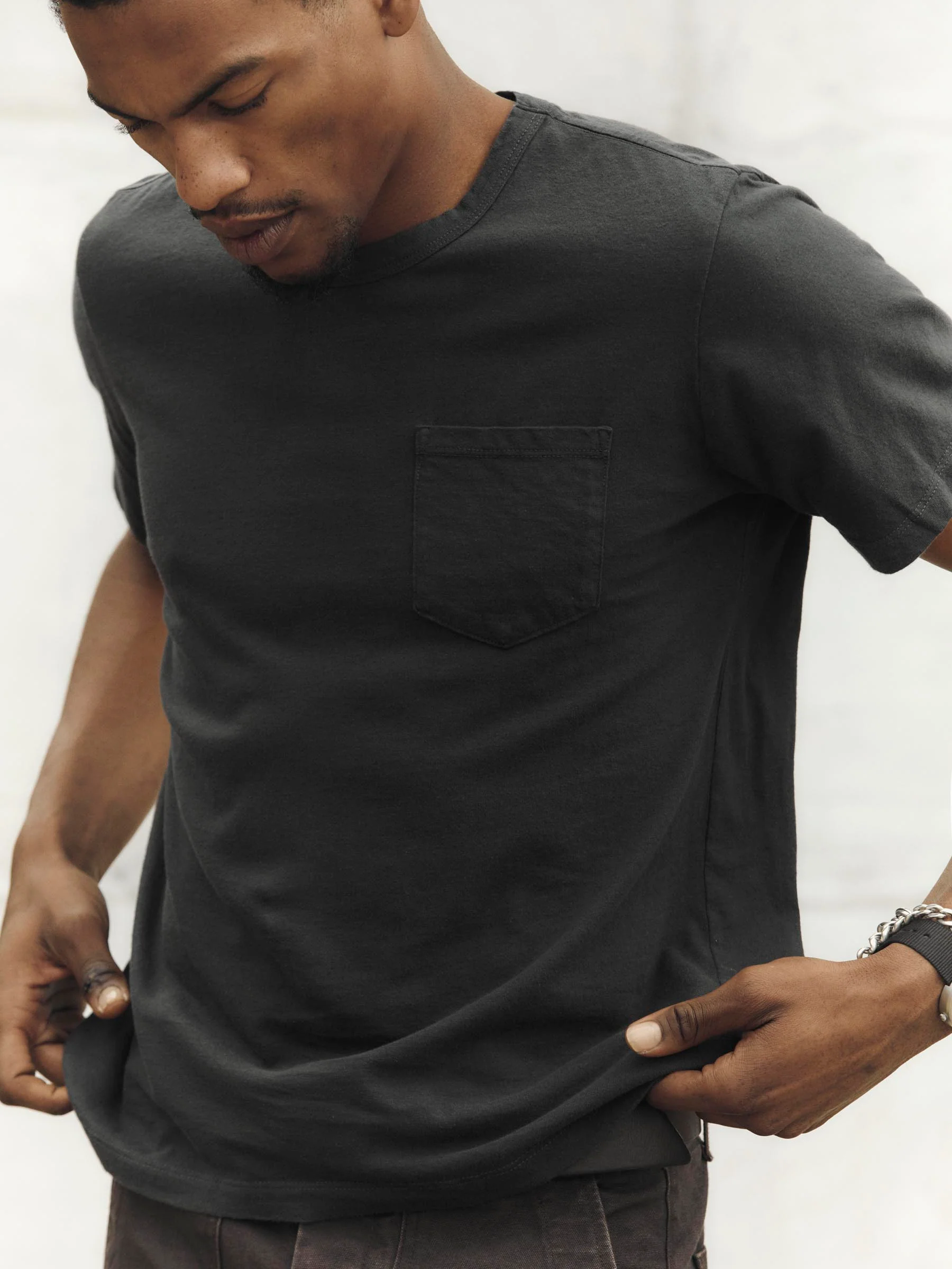 faded black knit pocket tee - Image 4