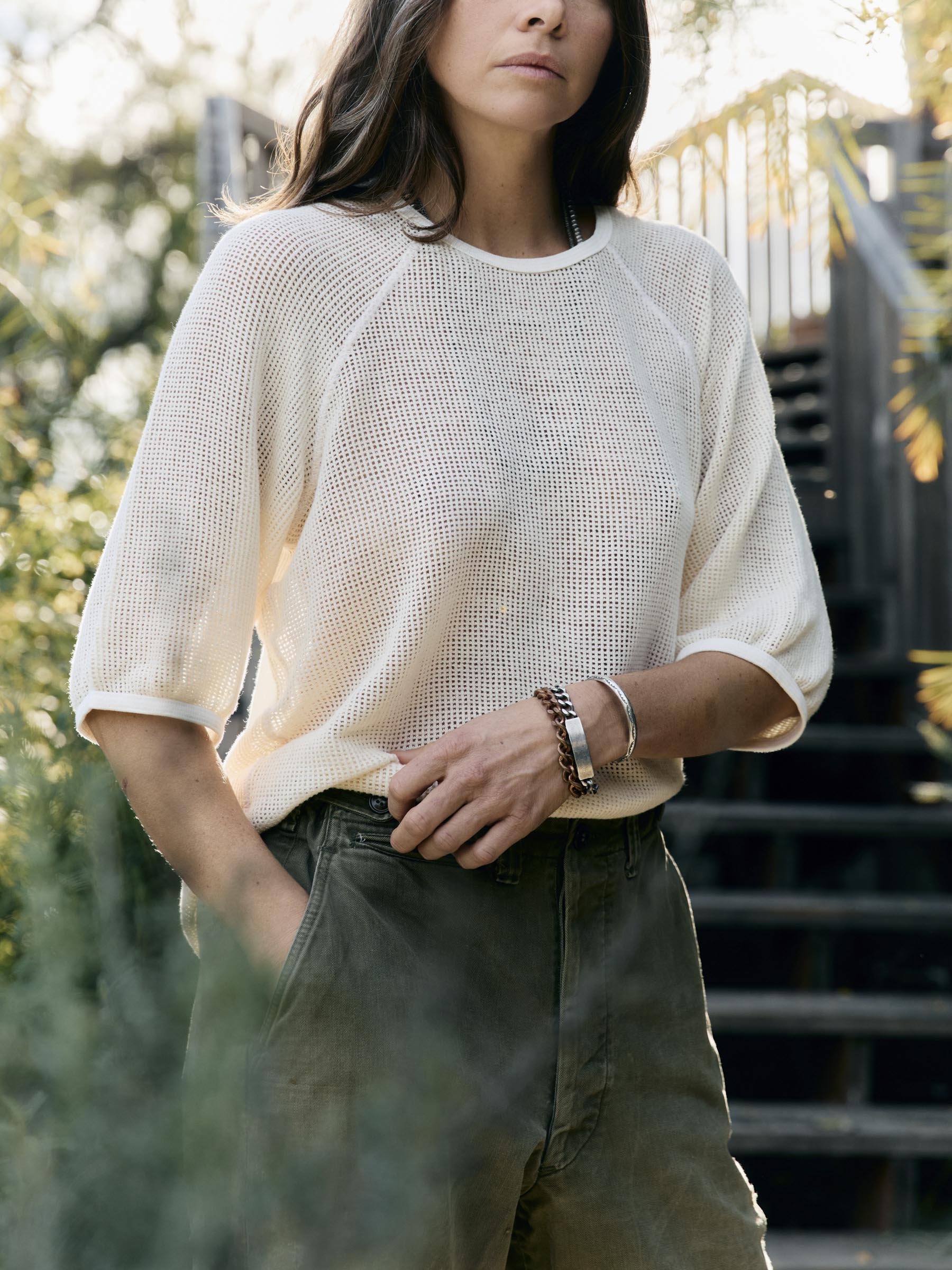 open weave raglan tee in natural