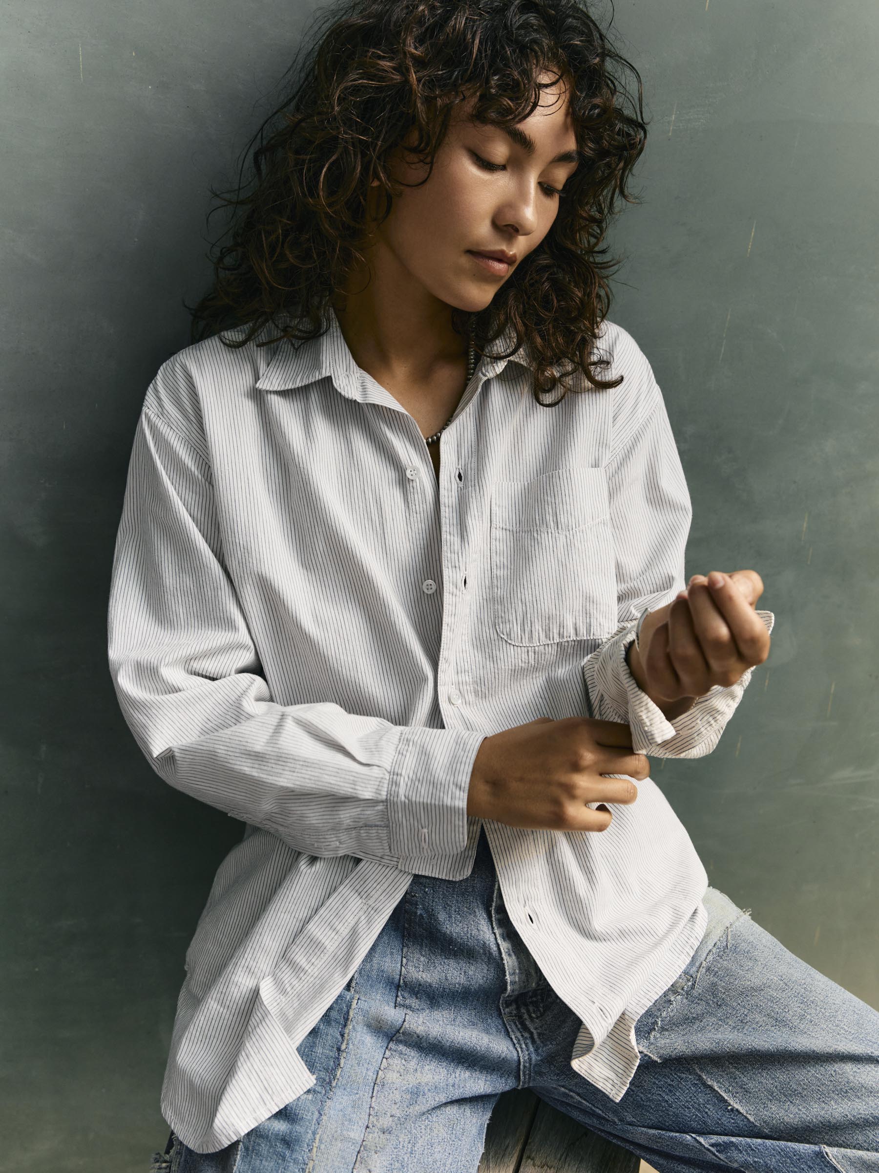 clyde striped cotton button up
